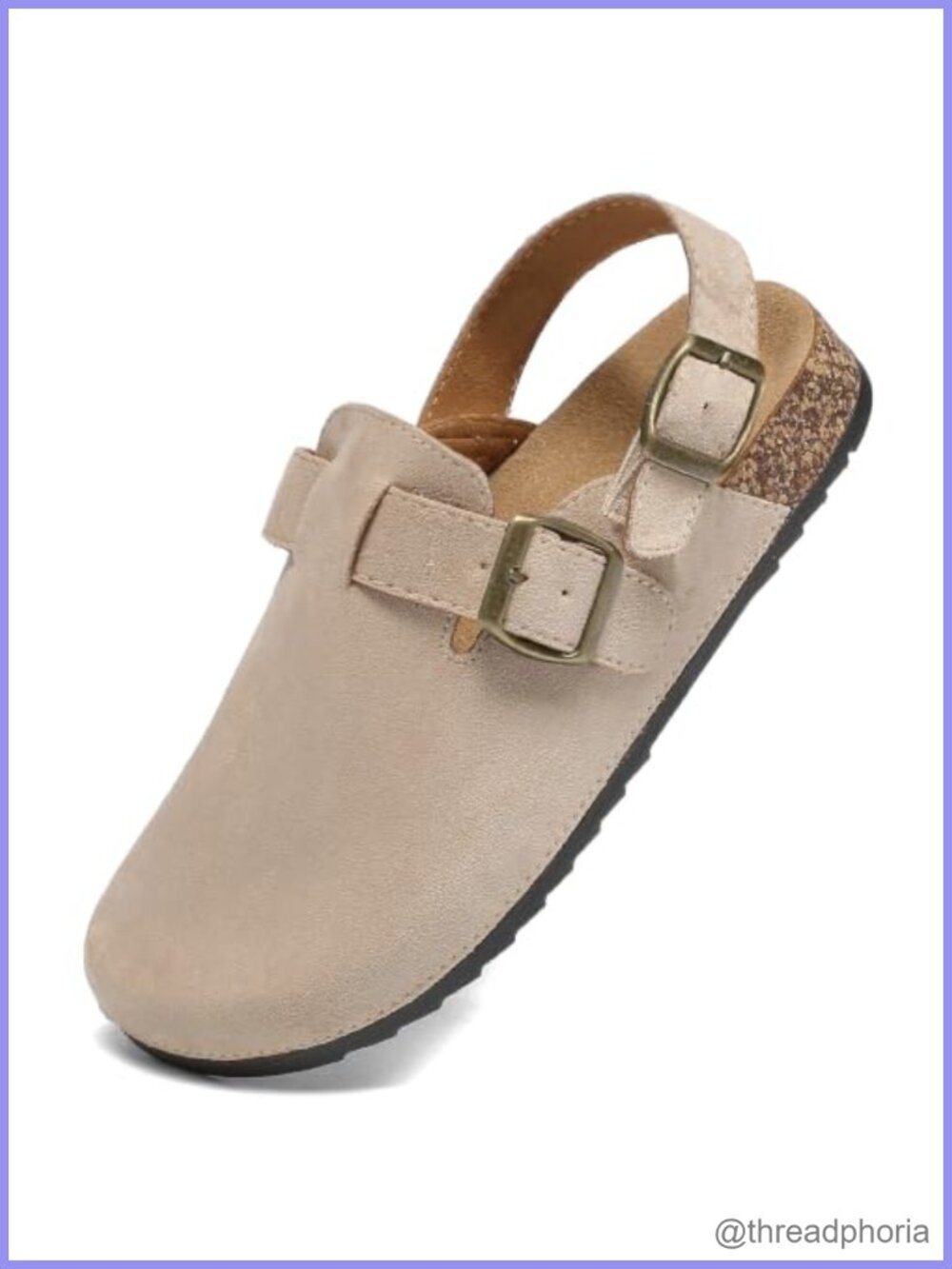 Suede Clogs Cork Footbed Mules with Back Strap